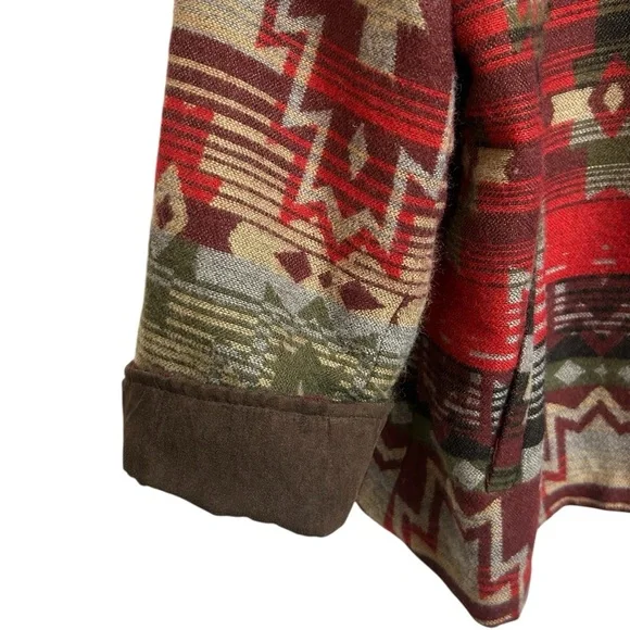 Coldwater Creek Aztec Western Jacket Women's 18W Red Wool Blend Button Front - Picture 5 of 10